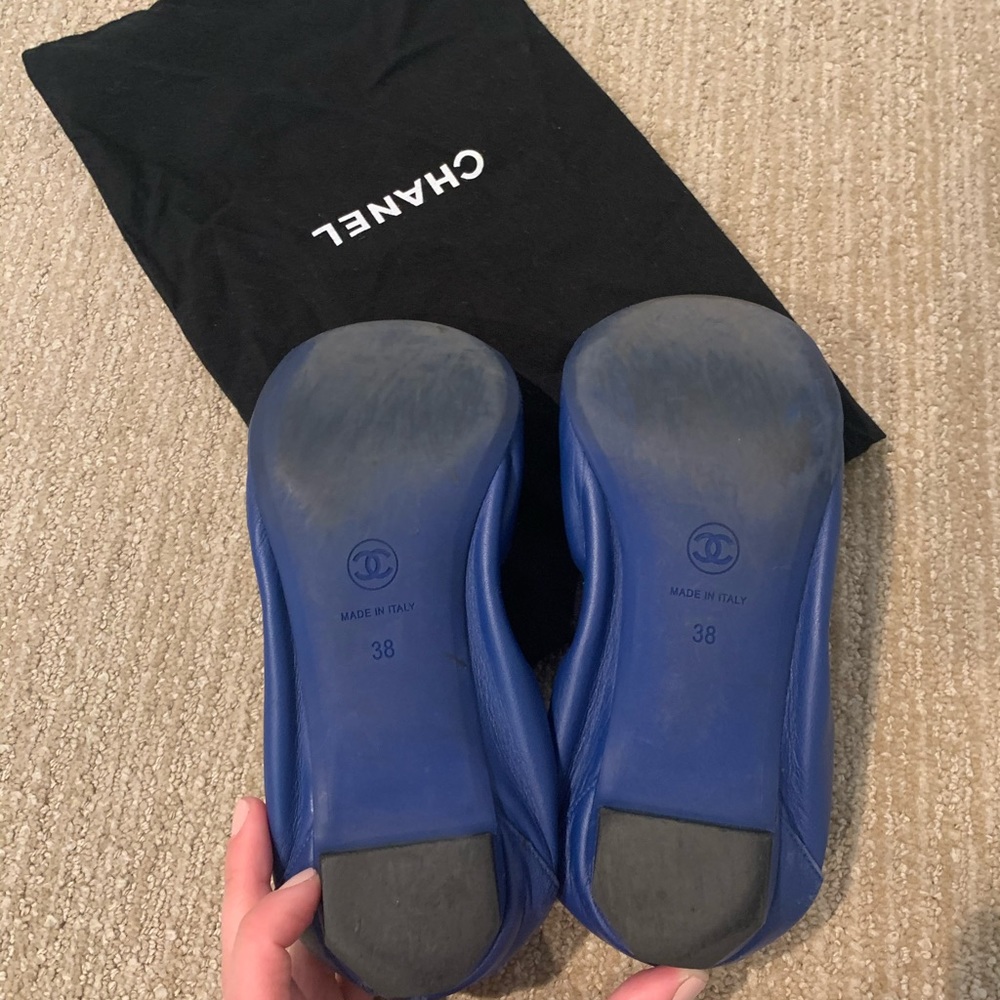 Chanel blue leather ballerina flats size 38 - Picture 7 of 12